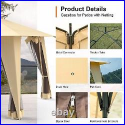 Outdoor 2-Tier Canopy Patio Gazebo 11.5' x 11.5' Party Tent with Mosquito Netting