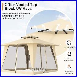 Outdoor 2-Tier Canopy Patio Gazebo 11.5' x 11.5' Party Tent with Mosquito Netting