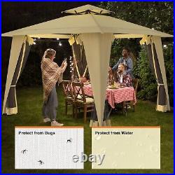 Outdoor 2-Tier Canopy Patio Gazebo 11.5' x 11.5' Party Tent with Mosquito Netting