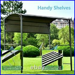 Outdoor 7Ft. Wx6.8Ft. H Steel Double Tiered Backyard Patio BBQ Grill Gazebo