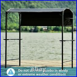 Outdoor 7Ft. Wx6.8Ft. H Steel Double Tiered Backyard Patio BBQ Grill Gazebo