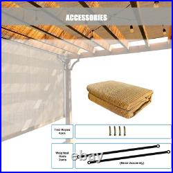 Outdoor Adjustable Pergola Shade Cover Canopy with Heavy Duty Weighted Rods Walnut