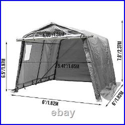Outdoor Canopy Carport Tent Portable Storage Garage Shelter, 6x6x7.8 ft Grey