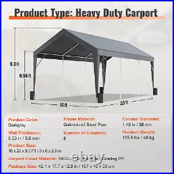 Outdoor Carport Canopy 10x20 Heavy Duty Carport Shelter Garage Storage Shed Tent