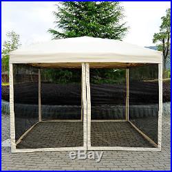 Outdoor Gazebo Canopy 10' x 10' Pop Up Tent Mesh Screen Patio Shade tan