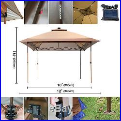 Outdoor Gazebo Canopy 12'x12' Pop Up Tent Mesh Mosquito Net Patio Solar LED