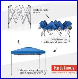 Outdoor Gazebo Instant Pop Up Canopy Tent with Wheeled Bag Blue