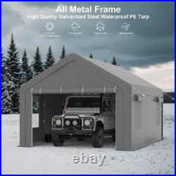 Outdoor Grey Carport 10x20 Heavy Duty Canopy Shed Portable Garage Party Tent