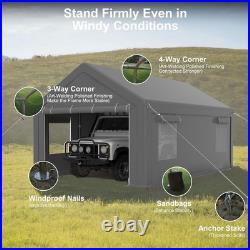 Outdoor Grey Carport 10x20 Heavy Duty Canopy Shed Portable Garage Party Tent