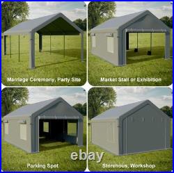 Outdoor Grey Carport 10x20 Heavy Duty Canopy Shed Portable Garage Party Tent