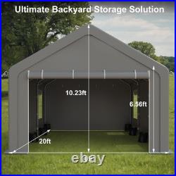 Outdoor Grey Carport 10x20 Heavy Duty Canopy Shed Portable Garage Party Tent