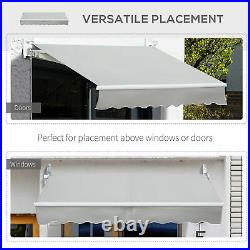 Outdoor Large Porch Retractable Awning with Crank Design & Hardware, Grey