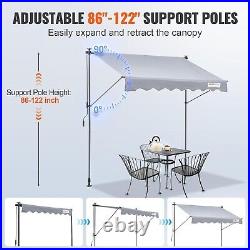 Outdoor Patio Awning Retractable 6.5'x3.9' Awning Sunshade 86-122 Height