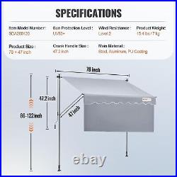 Outdoor Patio Awning Retractable 6.5'x3.9' Awning Sunshade 86-122 Height