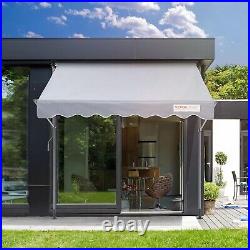 Outdoor Patio Awning Retractable 6.5'x3.9' Awning Sunshade 86-122 Height