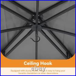 Outdoor Patio Gazebo 11'x13' Netting and Curtain withLED Light & Bluetooth Speaker