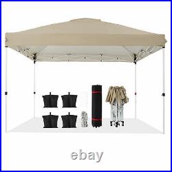 Outdoor Pop Up Canopy Tent 10x10 Foot Gazebo for Backyard Patio with Bag Beige
