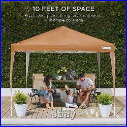Outdoor Portable Pop Up Canopy Tent with Carrying Case, 10x10ft Tan NEW