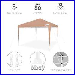 Outdoor Portable Pop Up Canopy Tent with Carrying Case, 10x10ft Tan NEW