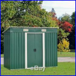 Outdoor Storage Green Steel Tool Shed Lawn Equipment Storage Sliding Door 6x4 ft