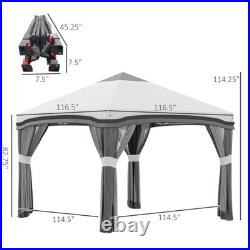 Outsunny 10' x 10' Pop Up Canopy Foldable Party Tent with Nettings Gray