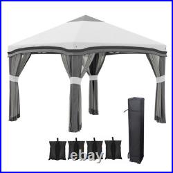Outsunny 10' x 10' Pop Up Canopy Foldable Party Tent with Nettings Gray