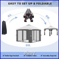 Outsunny 10' x 10' Pop Up Canopy Foldable Party Tent with Nettings Gray