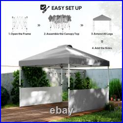 Outsunny 10' x 10' Pop Up Canopy Tent with 2 Half Sidewalls