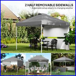 Outsunny 10' x 10' Pop Up Canopy Tent with 2 Half Sidewalls