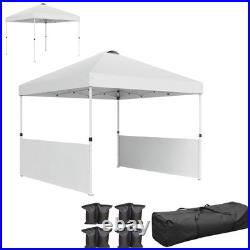 Outsunny 10' x 10' Pop Up Canopy Tent with 2 Half Sidewalls, White