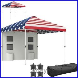 Outsunny 10' x 10' Pop Up Canopy Tent with Sidewall, American Flag Print