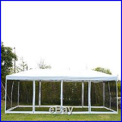 Outsunny 10' x 20' Outdoor Pop Up Party Tent Canopy Gazebo Mesh Side Walls Beige