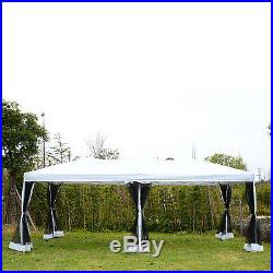 Outsunny 10' x 20' Outdoor Pop Up Party Tent Canopy Gazebo Mesh Side Walls Beige