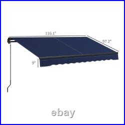 Outsunny 10' x 8' Patio Retractable Awning Sunshade Shelter Aluminum frame, Blue