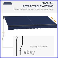 Outsunny 10' x 8' Patio Retractable Awning Sunshade Shelter Aluminum frame, Blue