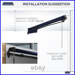 Outsunny 10' x 8' Patio Retractable Awning Sunshade Shelter Aluminum frame, Blue