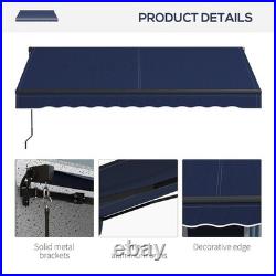Outsunny 10' x 8' Patio Retractable Awning Sunshade Shelter Aluminum frame, Blue