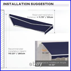 Outsunny 12' x 10' Electric Retractable Awning with Remote Controller, Dark Blue
