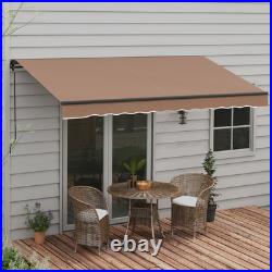 Outsunny 12' x 10' Patio Retractable Awning Sunshade Shelter, Coffee