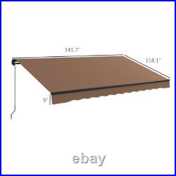 Outsunny 12' x 10' Patio Retractable Awning Sunshade Shelter, Coffee