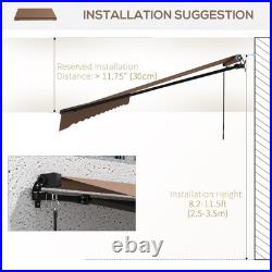 Outsunny 12' x 10' Patio Retractable Awning Sunshade Shelter, Coffee