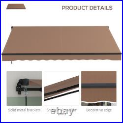Outsunny 12' x 10' Patio Retractable Awning Sunshade Shelter, Coffee