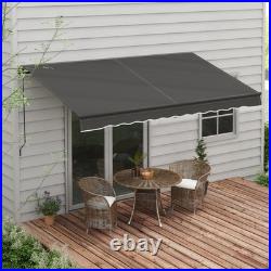 Outsunny 12' x 10' Patio Retractable Awning Sunshade Shelter, Dark Gray