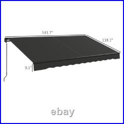 Outsunny 12' x 10' Patio Retractable Awning Sunshade Shelter, Dark Gray