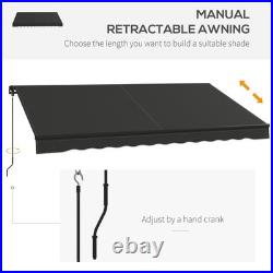 Outsunny 12' x 10' Patio Retractable Awning Sunshade Shelter, Dark Gray