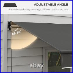 Outsunny 12' x 10' Patio Retractable Awning Sunshade Shelter, Dark Gray