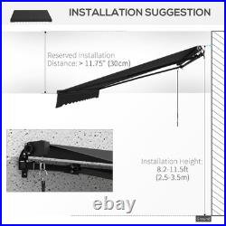 Outsunny 12' x 10' Patio Retractable Awning Sunshade Shelter, Dark Gray