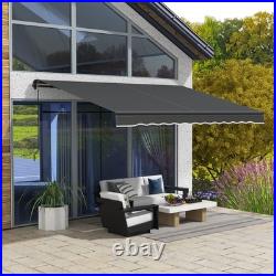 Outsunny 12' x 10' Patio Retractable Awning Sunshade Shelter, Dark Gray