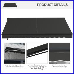Outsunny 12' x 10' Patio Retractable Awning Sunshade Shelter, Dark Gray