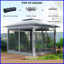 Outsunny 12' x 12' Outdoor Pop-Up Tent Canopy With Mesh Sidewalls and Bag